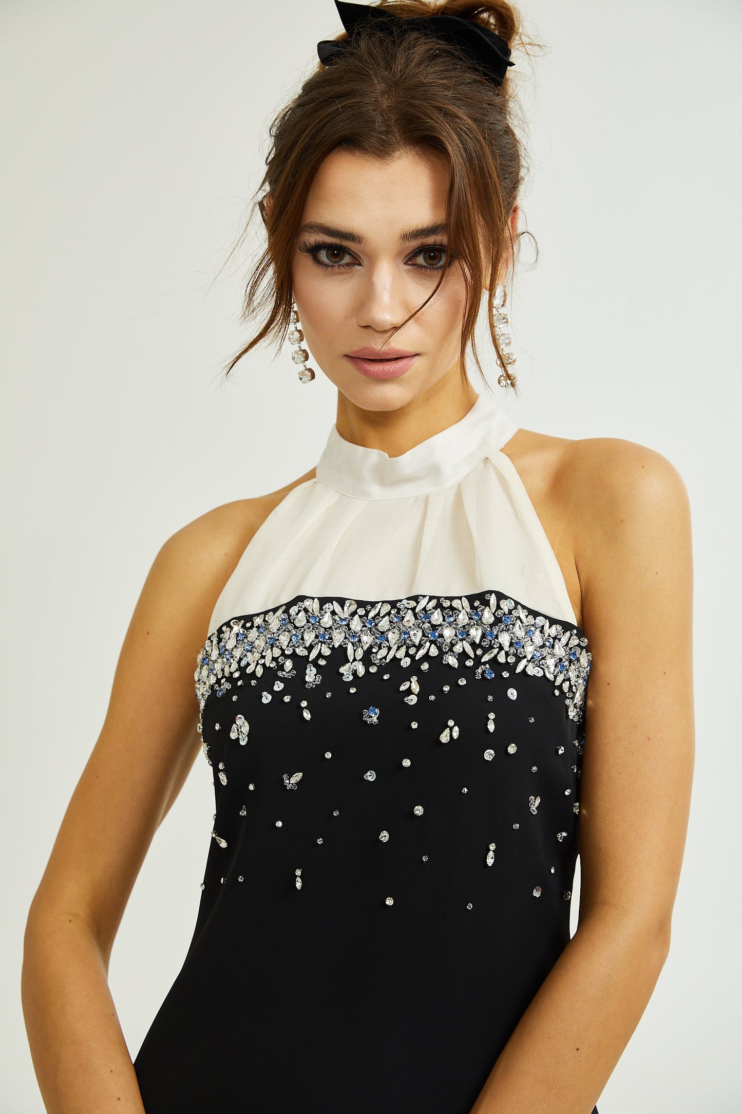 Esdelado kristal süslemeli mini elbise